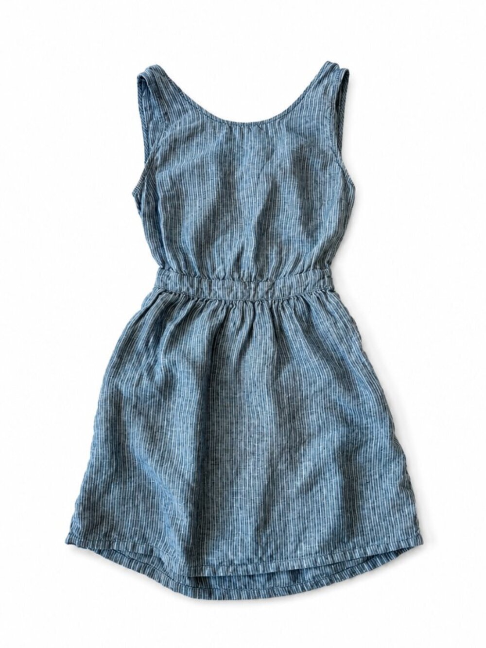 Mango Linen Dress Casualwear Blue White Striped Blend Sleeveless Mini XS